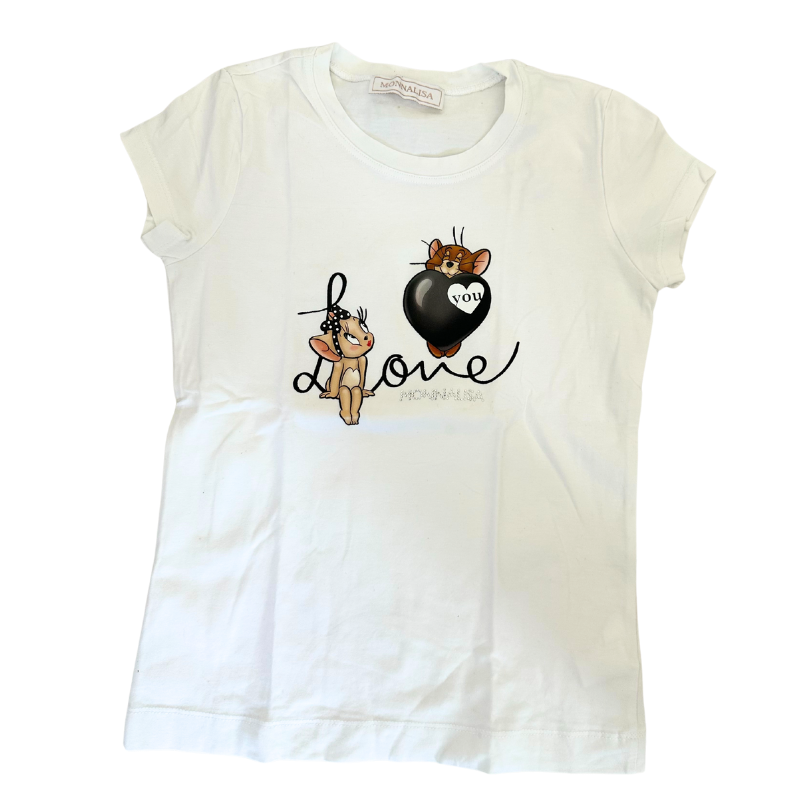 T-shirt blanc Monnalisa "Love You" – Tom & Jerry – 10 ans T-shirt blanc Monnalisa "Love You" – Tom & Jerry – 10 ans