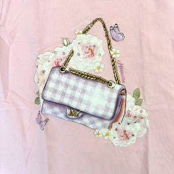 T-shirt Monnalisa rose – Sac vichy & fleurs en relief