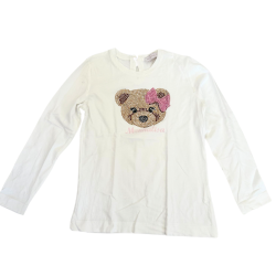 T-shirt Monnalisa – Ourson strassé avec nœud rose