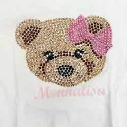 T-shirt Monnalisa – Ourson strassé avec nœud rose
