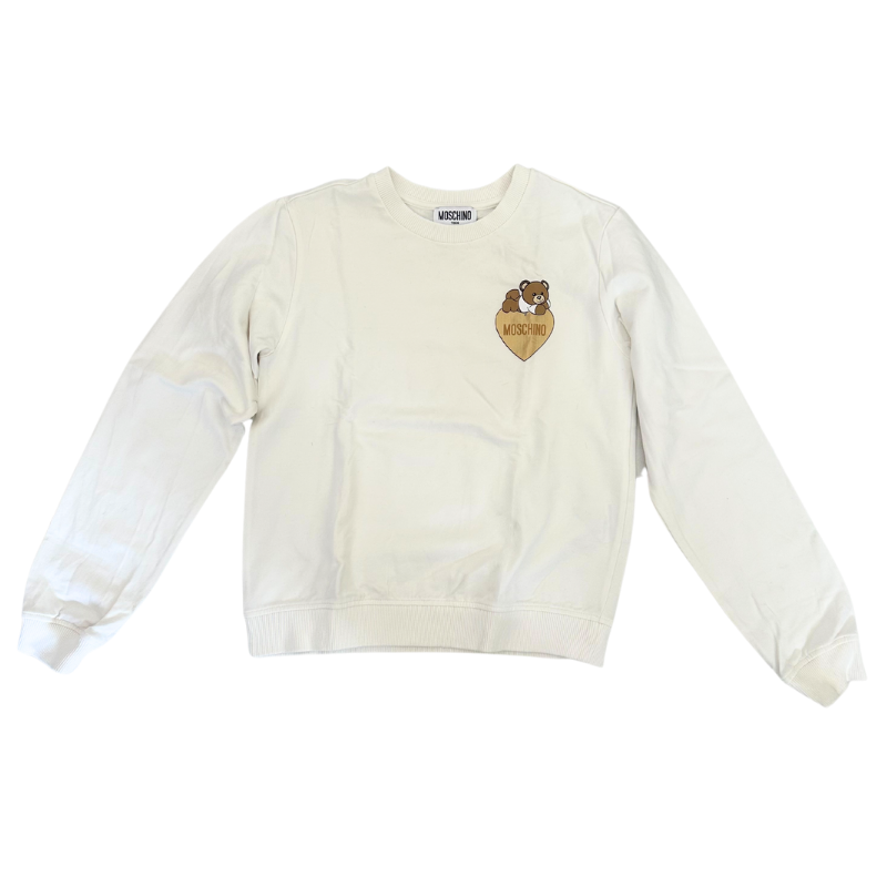 Sweat Moschino Enfant – Ours emblématique sur cœur doré 12 ans
