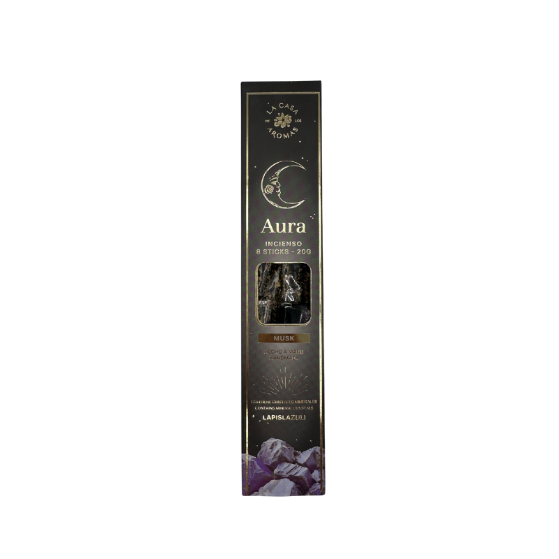 Encens Aura Musc & Lapis-Lazuli – Énergie & clarté d’esprit – 8 bâtonnets Encens Aura Musc & Lapis-Lazuli – Énergie & clarté d’esprit – 8 bâtonnets