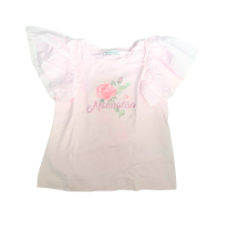 T-shirt rose Monnalisa à fleurs – Élégance et détails couture Rose 10 ans