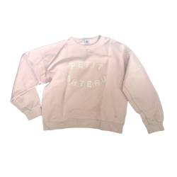 Sweat rose Petit Bateau, molleton doux avec lettrage en relief, look chic et décontracté.