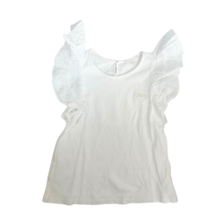 T-shirt blanc Chloé avec volants brodés – Raffinement discret et esprit couture