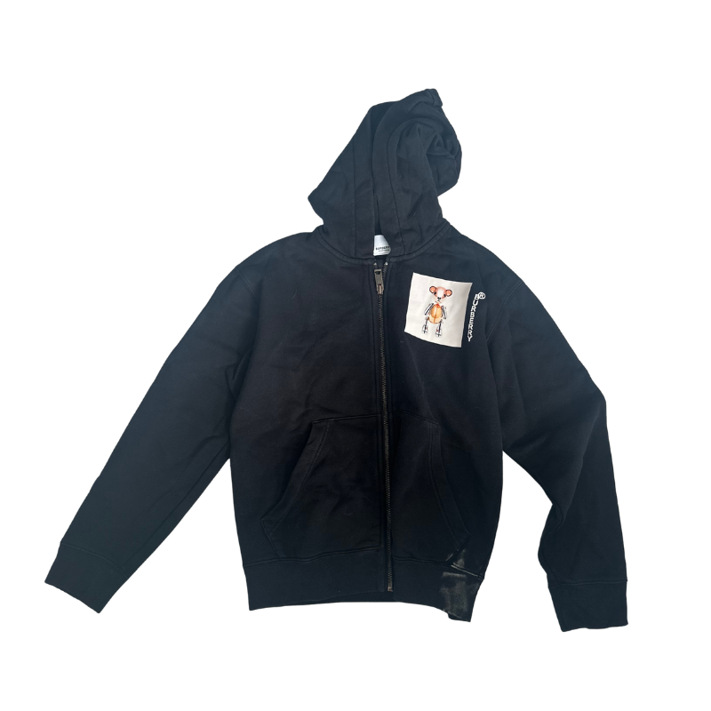 Sweat à capuche noir avec illustration de souris – Style urbain et touche artistique