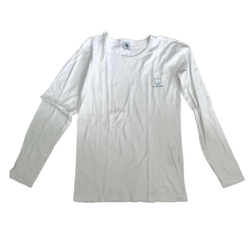 T-shirt manches longues blanc avec motif discret "Petit Renard"