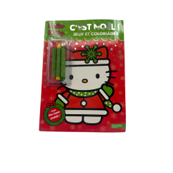 Livre d’activités Hello Kitty Noël – Jeux & Coloriages avec crayons pastels