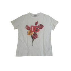 T-shirt Dolce & Gabbana blanc imprimé floral et logo DG
