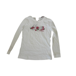 T-shirt blanc manches longues Monnalisa – Motif floral "Love" strassé