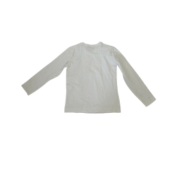 T-shirt blanc à manches longues fille – Monnalisa – Nœud fleuri taille 8ans