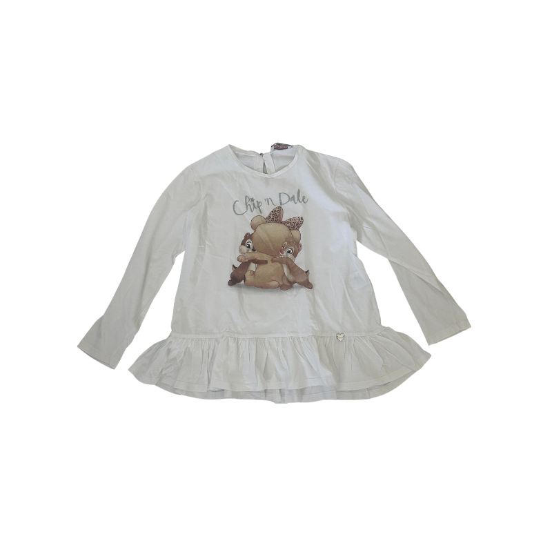 Robe blanche à manches longues Chip 'n Dale avec volant