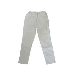 Pantalon blanc fille à pois brodés – Élégance et confort 7ans