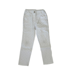 Pantalon blanc fille à pois brodés – Élégance et confort 7ans
