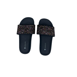 Sandales pailletées noires multicolores – Crecevenus