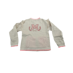 Veste zippée Sergent Major gris clair avec détails roses fluo et initiale "M" – 11 ans