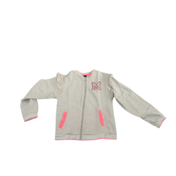 Veste zippée Sergent Major gris clair avec détails roses fluo et initiale "M" – 11 ans