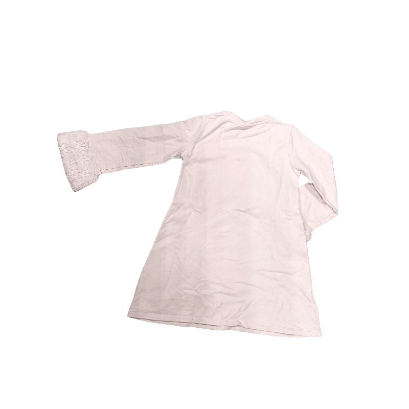 Robe douce A’Dee rose poudré avec manches à détails fourrure – Fille