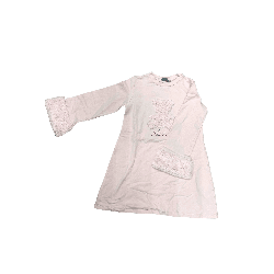 Robe douce A’Dee rose poudré avec manches à détails fourrure – Fille