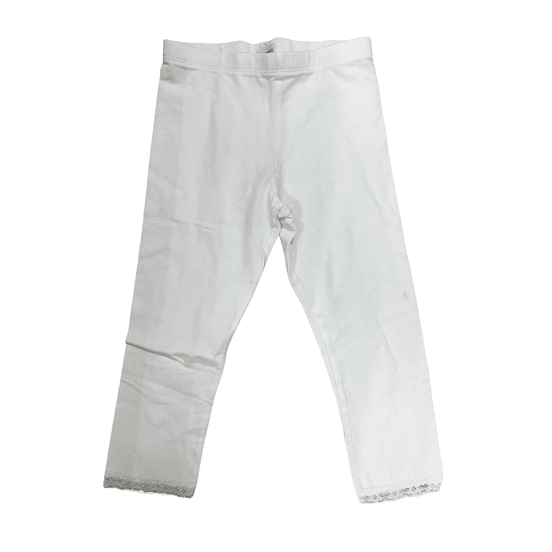 Legging blanc en coton bio avec dentelle – H&M – Fille 8-9 ans