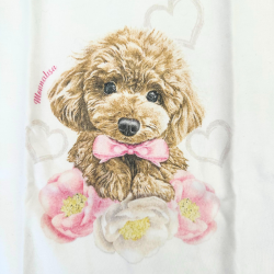 T-shirt manches longues Monnalisa – Chiot craquant & fleurs pastel