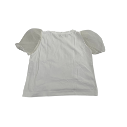 T-shirt à manches en tulle et motif rose – Monnalisa Chic