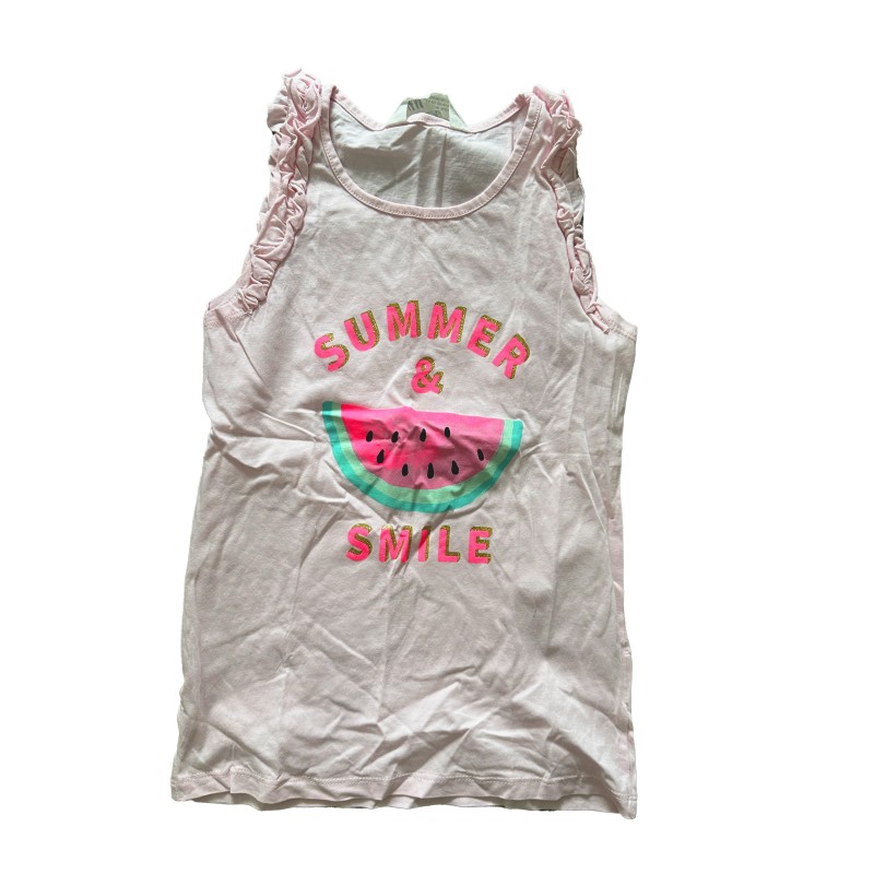 Débardeur H&M rose fille – Imprimé pastèque "Summer & Smile" – 8/10 ans