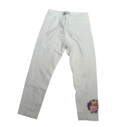 Legging blanc Monnalisa – Élégance discrète avec détail floral raffiné