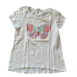 T-shirt H&M blanc papillon coloré fille 8-10 ans