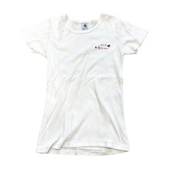 T-shirt blanc / rose Petit Bateau à motifs cœurs