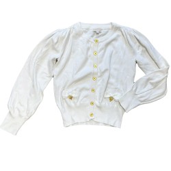 Gilet blanc Angel’s Face avec nœuds et boutons dorés