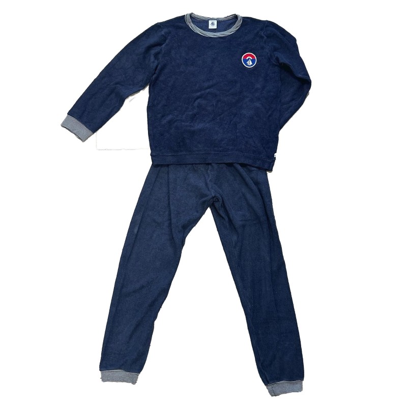 Pyjama Petit Bateau garçon – Ensemble éponge bleu marine à manches longues