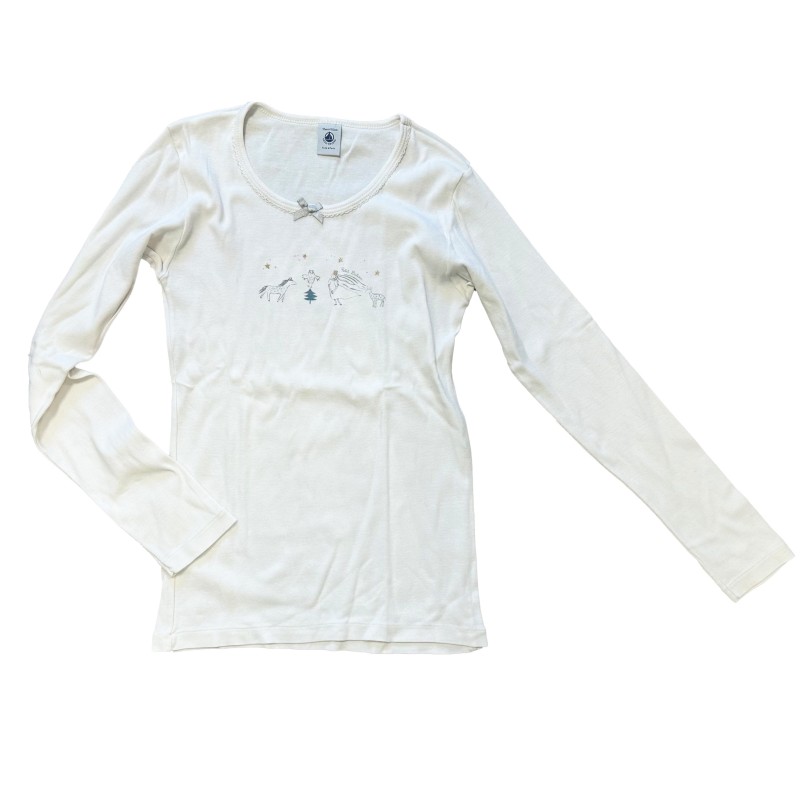 Petit Bateau – Tee-shirt manches longues blanc imprimé personnages