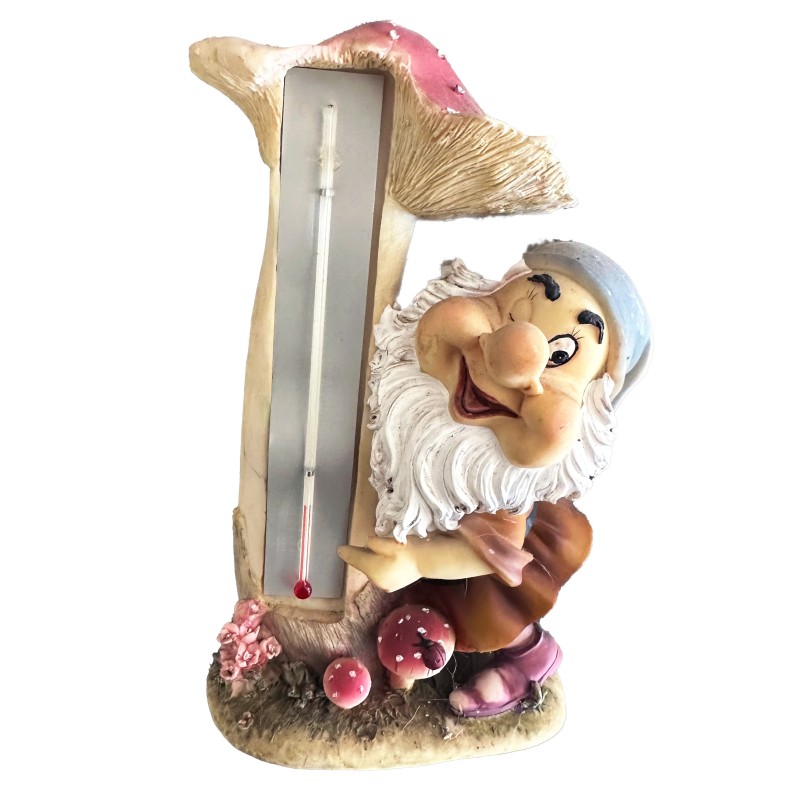 Thermomètre décoratif nain de jardin et champignon – Figurine originale