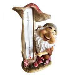 Thermomètre décoratif nain de jardin et champignon – Figurine originale