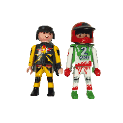 Lot de 2 Figurines Playmobil – Motards & Pilotes de course