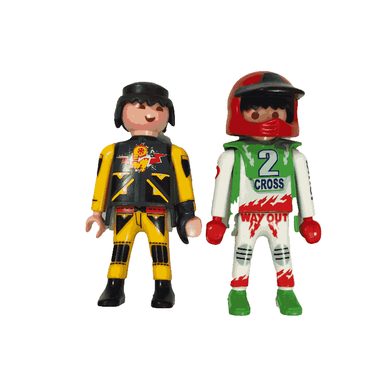 Lot de 2 Figurines Playmobil – Motards & Pilotes de course