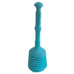 Déboucheur à pompe manuel – modèle accordéon, couleur turquoise