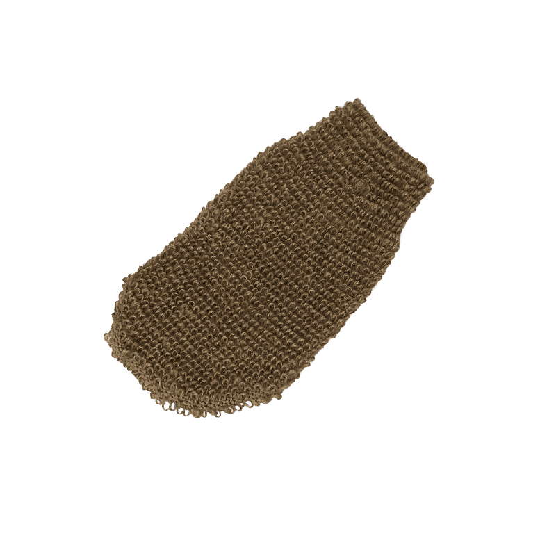 Gant exfoliant / gant de gommage en tissu rugueux – couleur marron