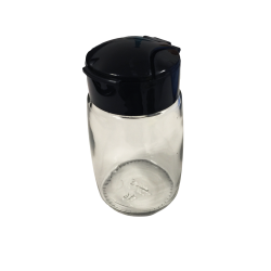 Poivrière / salière en verre avec couvercle doseur rabattable – noir