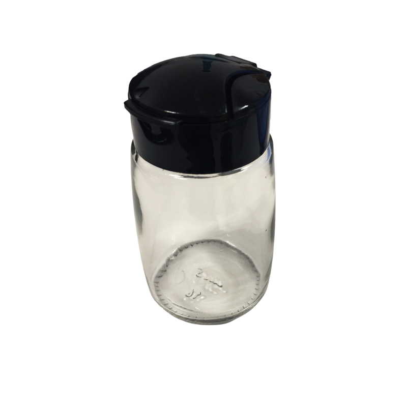 Poivrière / salière en verre avec couvercle doseur rabattable – noir