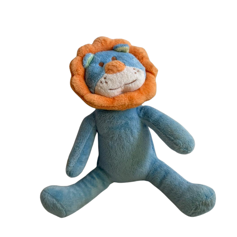 Peluche Lion Bleu et Orange – Petit Format – Occasion