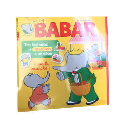 Magazine Babar – Vive le marché ! (2019). Histoire + décor + 70 stickers.