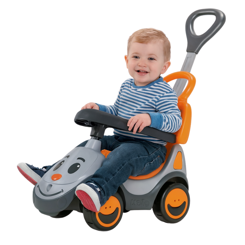 Voiture évolutive Molto Smiler – mélodies, roues silencieuses, amortisseur. Boîte abîmée.