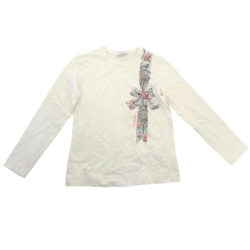 T-shirt blanc à manches longues fille – Monnalisa – Nœud fleuri