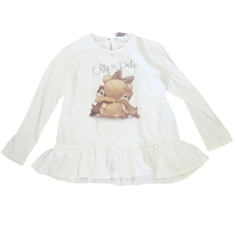 Robe blanche à manches longues Chip 'n Dale avec volant