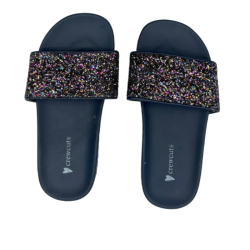 Sandales pailletées noires multicolores – Crecevenus