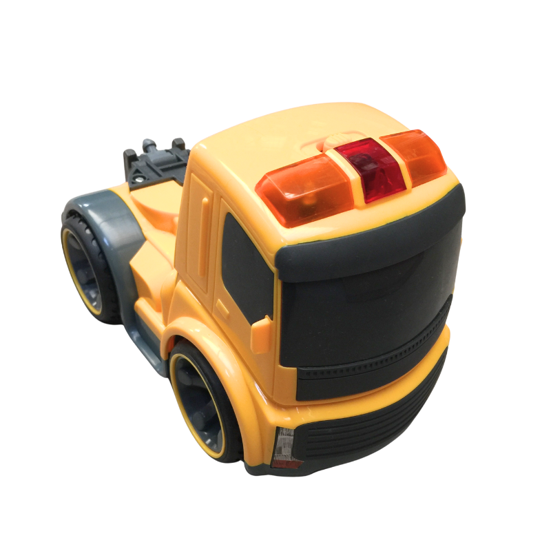 Camion de chantier jaune, jouet solide pour enfants.
