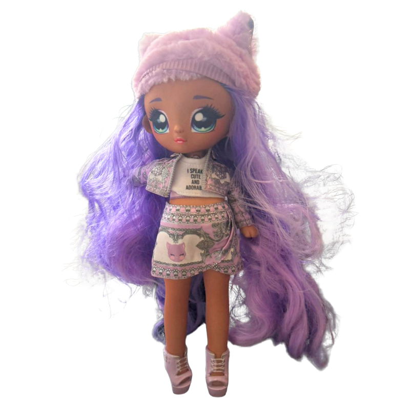 Poupée Fashion Cheveux Violets – Tenue Rose & Accessoires