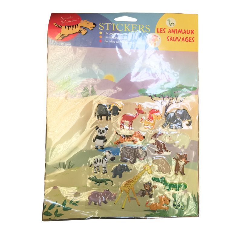 Stickers Animaux Sauvages – Planche d’autocollants – Destockage